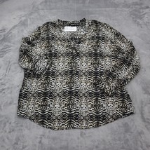 Ana Shirt Womens PXL Multicolor Woven Leopard Button Up Long Sleeve VNeck Blouse - £20.55 GBP