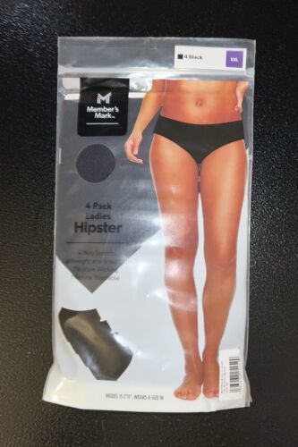 Members Mark 4-Pack Ladies Hipster Panties XXL Black