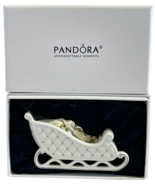 PANDORA White Silver Porcelain Santa&#39;s Sleigh Sled Christmas Ornament De... - £17.92 GBP