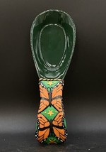 3D Butterfly &amp; Stars Spoon Rest Ceramic &amp; Silicone Handle 9” Green &amp; Orange - $24.74