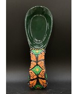 3D Butterfly &amp; Stars Spoon Rest Ceramic &amp; Silicone Handle 9” Green &amp; Orange - €19,35 EUR
