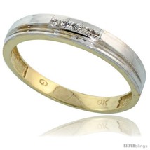 Size 9.5 - 10k Yellow Gold Men&#39;s Diamond Wedding Band, 5/32 in wide -Style  - £211.03 GBP