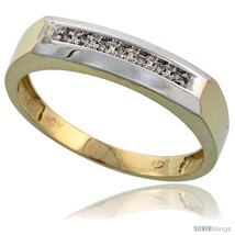 Size 8 - 10k Yellow Gold Men&#39;s Diamond Wedding Band, 3/16 in wide -Style  - £233.64 GBP