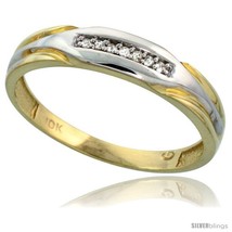 Size 11 - 10k Yellow Gold Men&#39;s Diamond Wedding Band, 3/16 in wide -Style  - £203.52 GBP