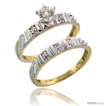 Size 8 - 10k Yellow Gold Ladies&#39; 2-Piece Diamond Engagement Wedding Ring Set,  - £351.15 GBP