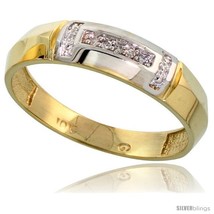 Size 9 - 10k Yellow Gold Men&#39;s Diamond Wedding Band, 7/32 in wide -Style  - £210.34 GBP