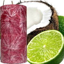 Coconut &amp; Lime Scented Palm Wax Pillar Candle - £19.91 GBP+