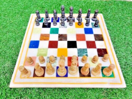 Antique Marble Chess Set, Chess Table Top, Chess Board, Handmade Gift Decor - £495.52 GBP