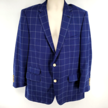 Indochino Blazer Jacket Blue Windowpane Size 42 R Wool Linen Blend - £54.47 GBP