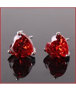 Crystal Red White or Purple Heart Cut Gemstone Sterling Silver Stud Earr... - £46.46 GBP