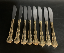 Unbranded Electroplated Gold Rose 8 Knives Silverware Flatware Stainless... - $14.84