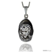 Sterling silver jesus head pendant 1 38 in tall thumb200