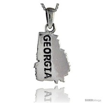 Sterling Silver Georgia State Map Pendant, 1 1/8 in  - £43.89 GBP