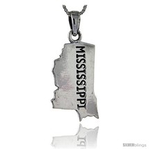 Sterling Silver Mississippi State Map Pendant, 1 3/8 in  - £53.45 GBP