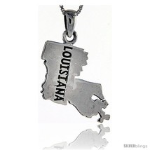 Sterling Silver Louisiana State Map Pendant, 1 1/8 in  - £54.31 GBP