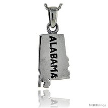 Sterling Silver Alabama State Map Pendant, 1 1/16 in  - £44.32 GBP