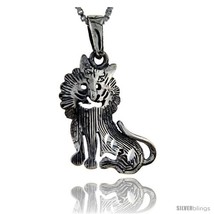Sterling Silver Lion Pendant, 1 1/4 in tall -Style  - £35.59 GBP