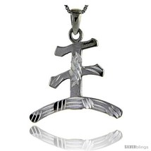 Sterling Silver Chinese Character for WANG Family Name Charm, 1 1/4 in  - £44.32 GBP