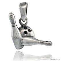 Sterling Silver Bowling Ball &amp; Pins Pendant, 5/8 in  - £39.63 GBP