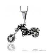 Sterling Silver Motorcycle (Harley Davidson Type) Pendant, 1 1/4 in  - £69.60 GBP