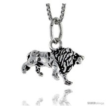 Sterling Silver Lion Pendant, 5/8 in wide -Style  - £38.92 GBP