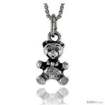 Sterling Silver Teddy Bear Pendant, 1/2 in tall -Style  - £40.51 GBP
