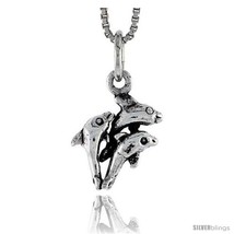 Sterling Silver Triple Dolphin Pendant, 5/8 in  - £35.54 GBP