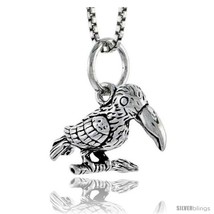 Sterling Silver Bird Pendant, 1/2 in tall -Style  - £36.48 GBP