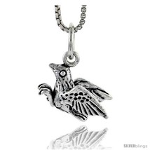 Sterling Silver Bird Pendant, 1/2 in tall -Style  - £32.16 GBP