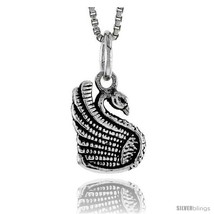 Sterling Silver Swan Pendant, 1/2 in tall -Style  - £32.40 GBP