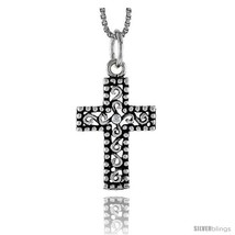 Sterling Silver Latin Cross Pendant, 3/4 in tall -Style  - £32.65 GBP