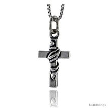 Sterling Silver Cross Pendant, 5/8 in tall -Style  - £28.60 GBP