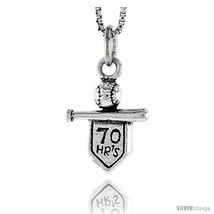 Sterling Silver Baseball Bat &amp; 70-Hour Season Sign Pendant, 1/2 in  - $37.49