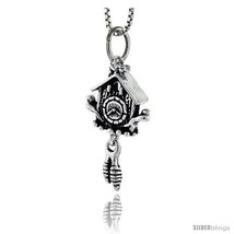 Sterling Silver Cuckoo Clock Pendant, 1 in  - £40.56 GBP