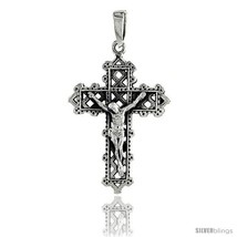 Sterling Silver Crucifix Pendant, 1 3/8 in tall -Style  - £65.85 GBP