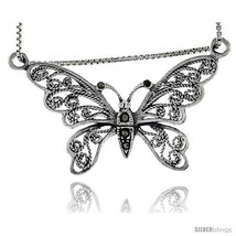 Sterling Silver Filigree Butterfly Pendant, 3/4 in  - £45.34 GBP