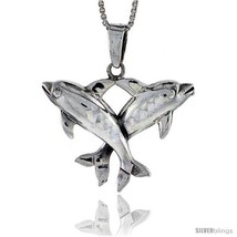 Sterling Silver Dolphin Pendant, 1 1/4 in  - £51.14 GBP