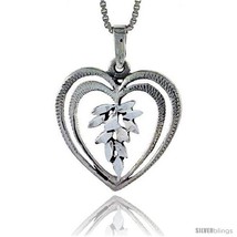 Sterling Silver Heart Pendant, 7/8 in tall -Style  - £36.79 GBP