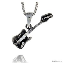 Sterling Silver Guitar Pendant, 3/4 in tall -Style  - £25.45 GBP