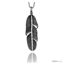 Sterling Silver Feather Pendant, 1 1/2 in  - £47.40 GBP