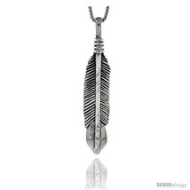 Sterling Silver Feather Pendant, 1 3/4 in  - £43.33 GBP