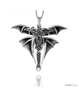 Sterling Silver Celtic Dragon Pendant, 2 1/8 in  - £114.45 GBP