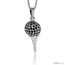 Sterling Silver Golf Ball on Tee Pendant, 1 1/4  - £37.56 GBP