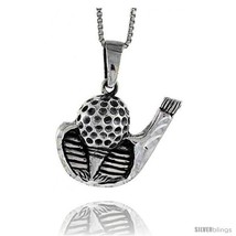 Sterling Silver Golf Club with Ball Pendant, 1 1/16  - £54.78 GBP