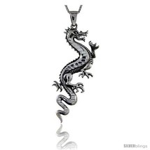 Sterling Silver Chinese Dragon Pendant, 2 1/2 in tall -Style  - £56.48 GBP