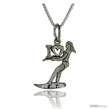 Sterling Silver I Love Surfing 1 in wide Talking Pendant. -Style  - $43.79