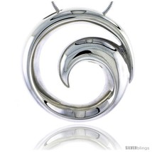 Sterling Silver Round Swirl Pendant Flawless Quality, Slide 1 1/8 in (29 mm)  - £102.06 GBP