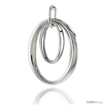 Sterling Silver Double Oval Cut-out Pendant Flawless Quality, 1 1/16 in (27 mm)  - £56.42 GBP
