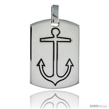 Sterling Silver Dog Tag w/ Mariners Cross Anchor, 1 3/16 in (30 mm)  - £112.38 GBP