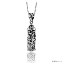 Sterling Silver Prayer Box Tubular Shape with floral Design -Style  - £43.97 GBP